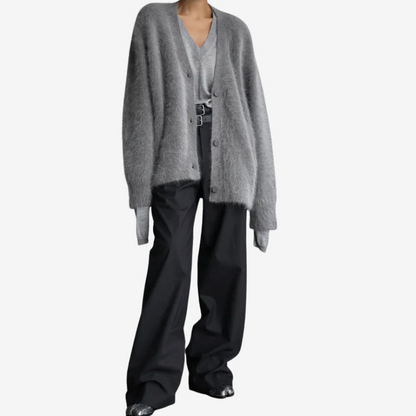 Cozy Fluffy Knit Cardigan Sweater for Women