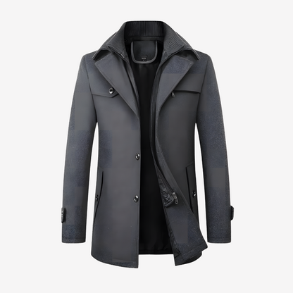 Slim Fit Wool Trench Coat for Men
