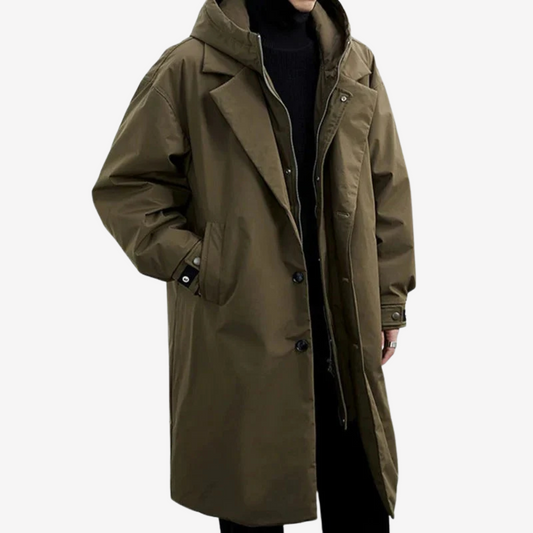 Hooded Oversized Trench Coat for Men