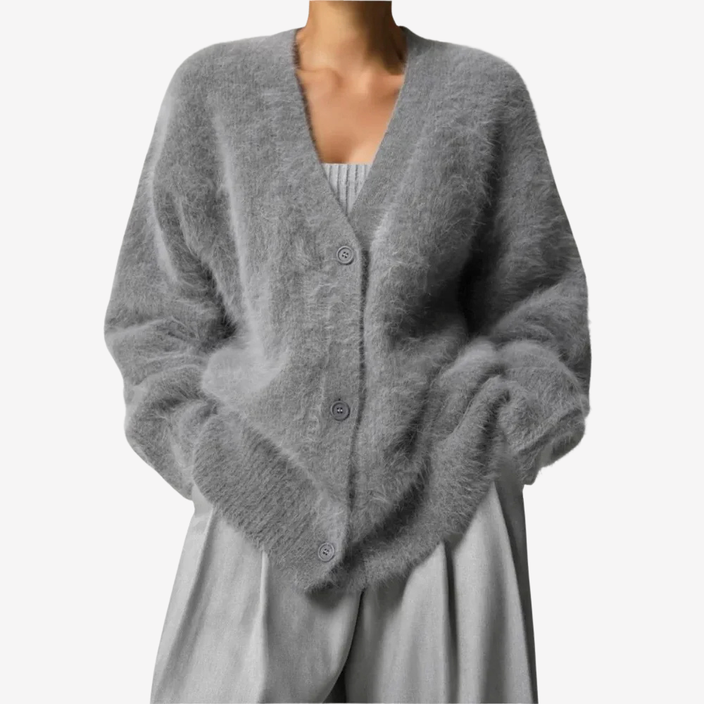 Cozy Fluffy Knit Cardigan Sweater for Women