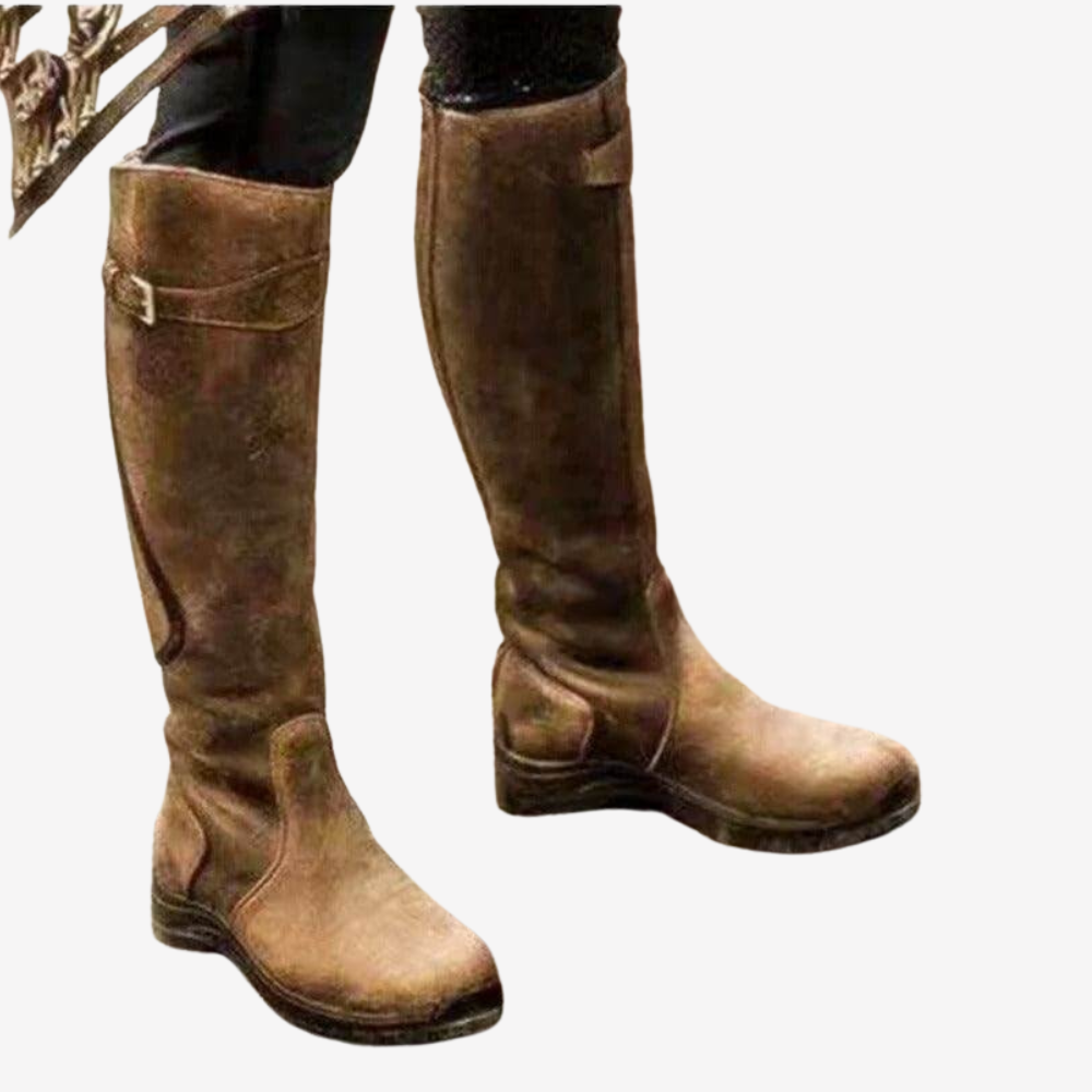 Vintage Suede Knee-High Riding Boots for Women