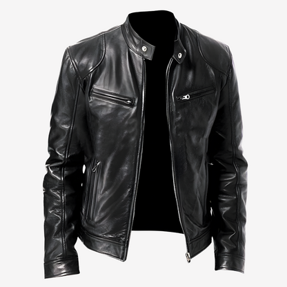 Trendy Slim Fit Leather Biker Jacket for Men