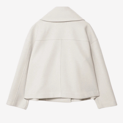 Chic Double-Breasted Cropped Wool Jacket for Women