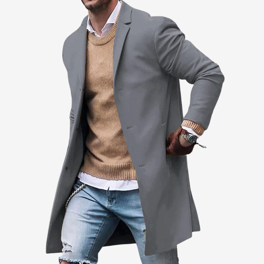 Chic Longline Wool Blend Overcoat for Men