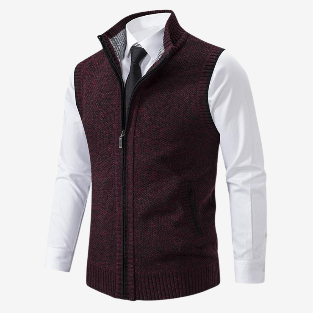 Wool Knit Zip Vest for Men