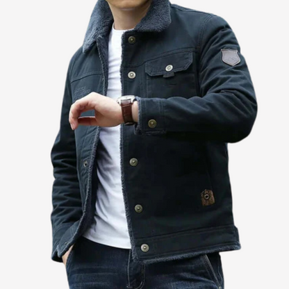 Warm Fleece Lined Denim Jacket for Men