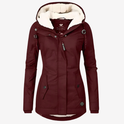 Warm Fleece-Lined Hooded Parka Coat for Women