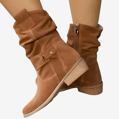 Suede Mid-Calf Slouch Boots for Women