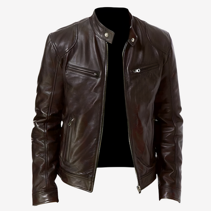 Trendy Slim Fit Leather Biker Jacket for Men