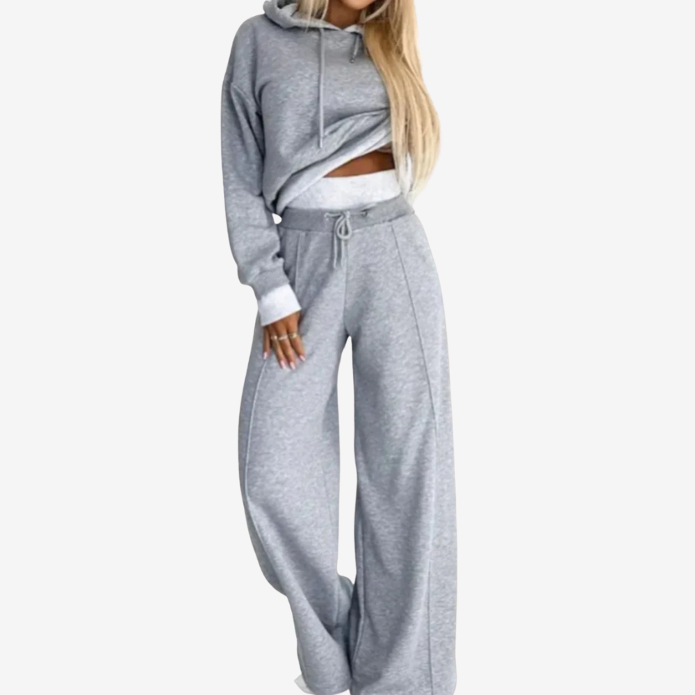 Cozy Wide-Leg Hoodie Pant Set for Women