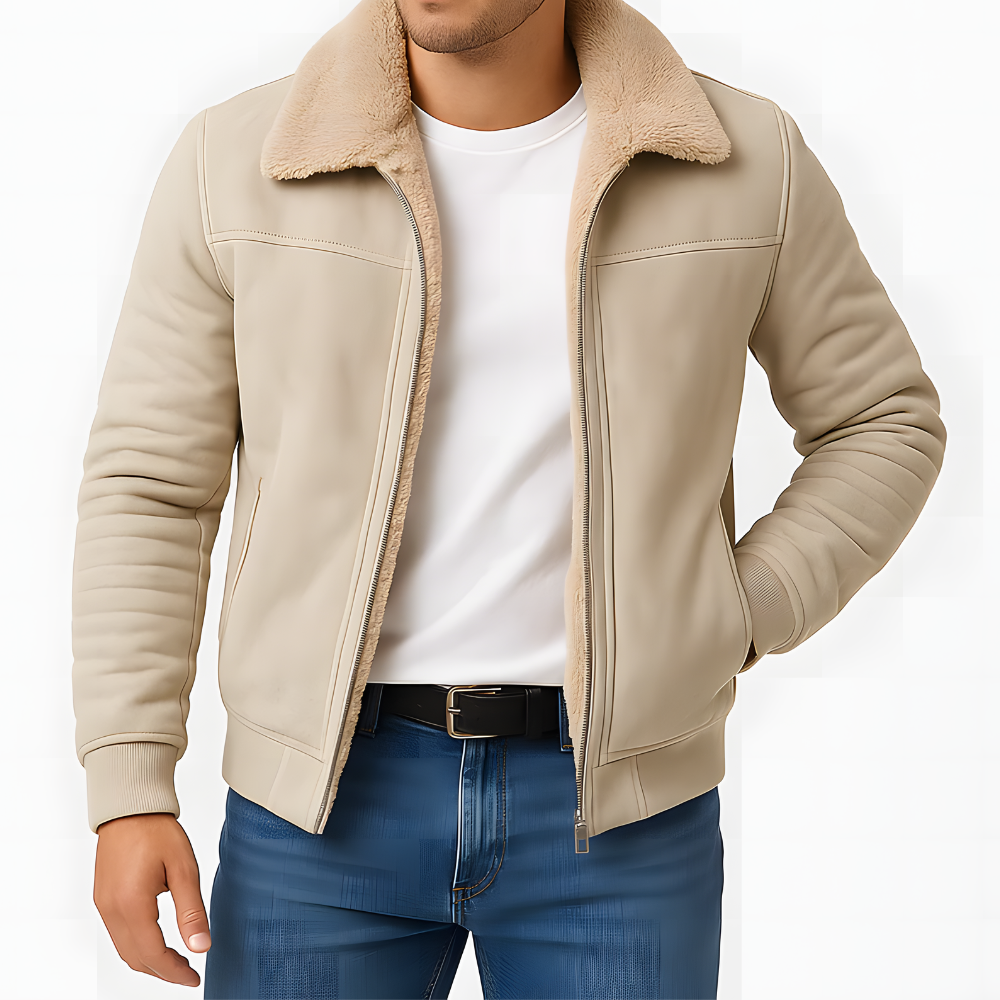 Warm Faux Shearling Bomber Jacket for Men