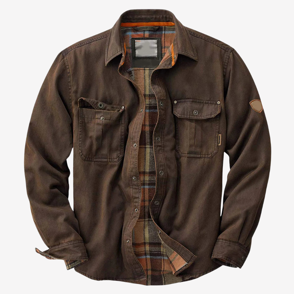 Plaid Lined Casual Shirt Jacket for Men