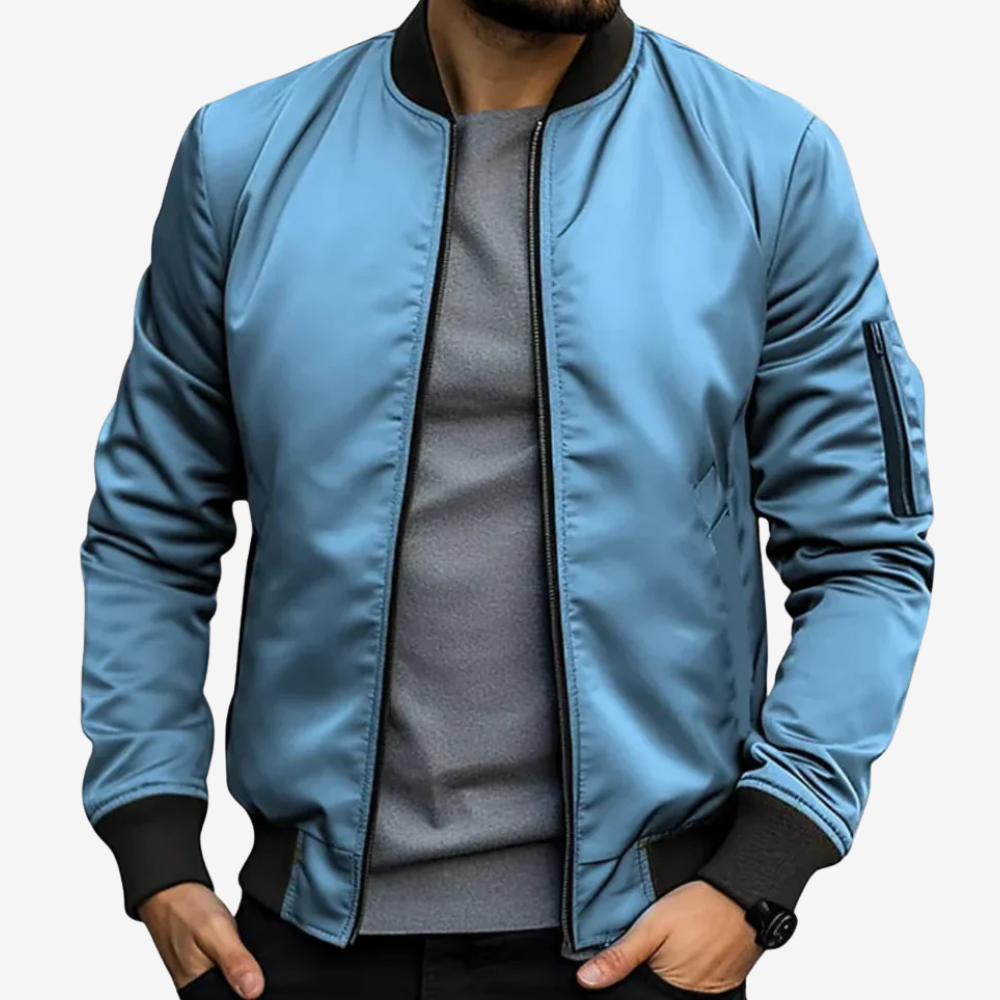 Sleek Satin Bomber Jacket for Men