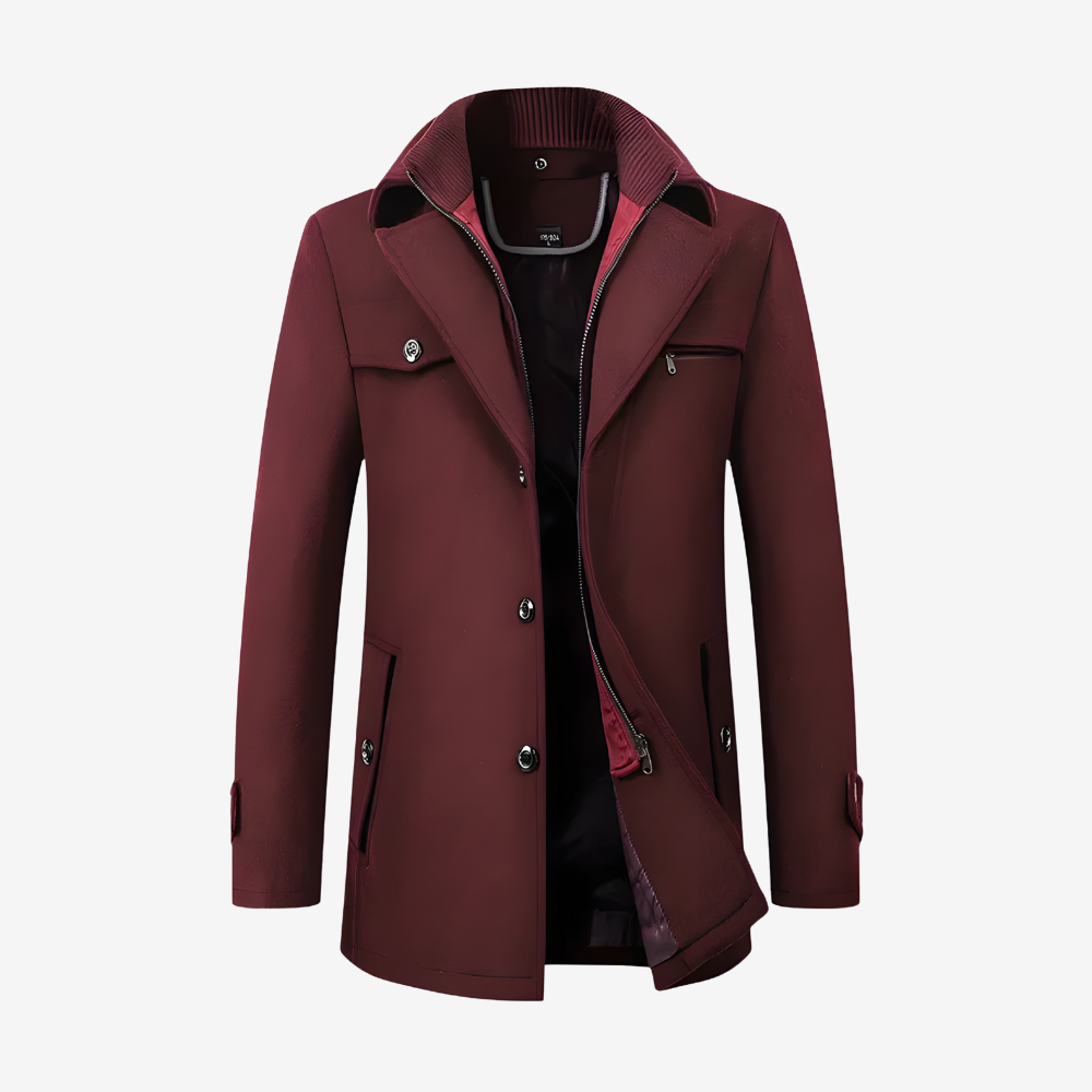 Slim Fit Wool Trench Coat for Men