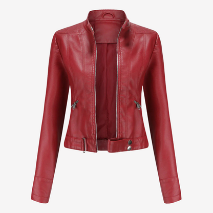 Chic Faux Leather Biker Jacket for Women