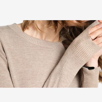 Chic Crewneck Knit Sweater for Women