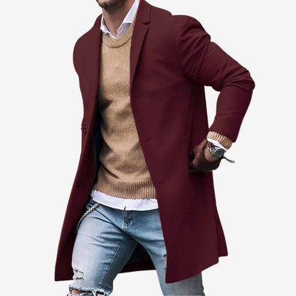 Chic Longline Wool Blend Overcoat for Men