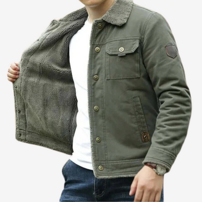 Warm Fleece Lined Denim Jacket for Men