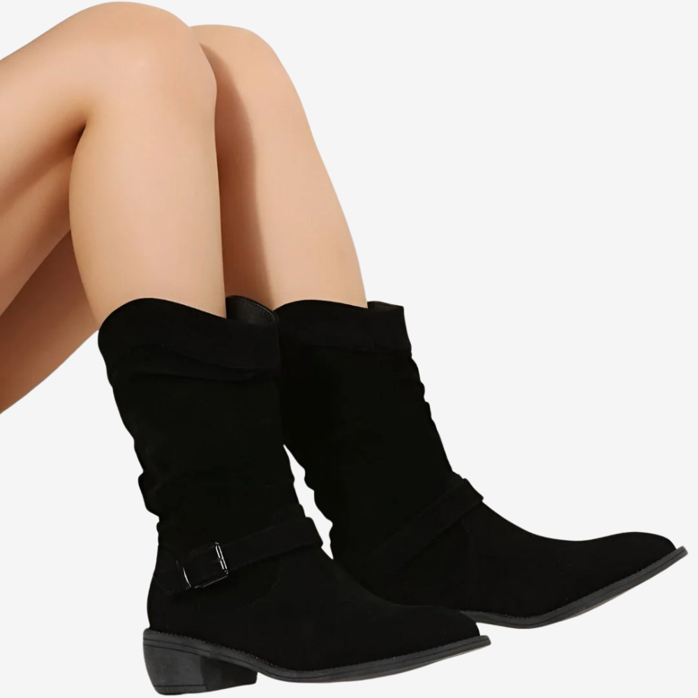 Suede Mid-Calf Slouch Boots for Women