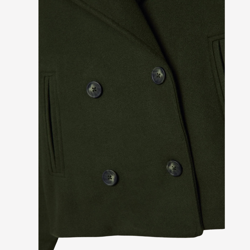 Chic Double-Breasted Cropped Wool Jacket for Women