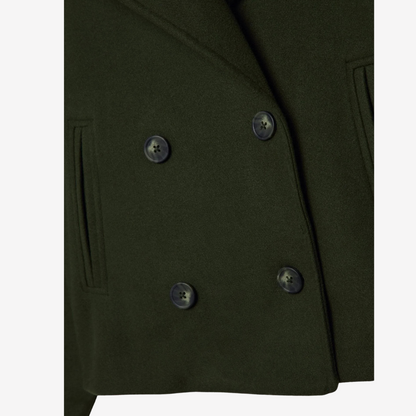 Chic Double-Breasted Cropped Wool Jacket for Women