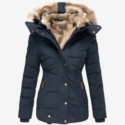 Warm Faux Fur Hooded Puffer Jacket for Women