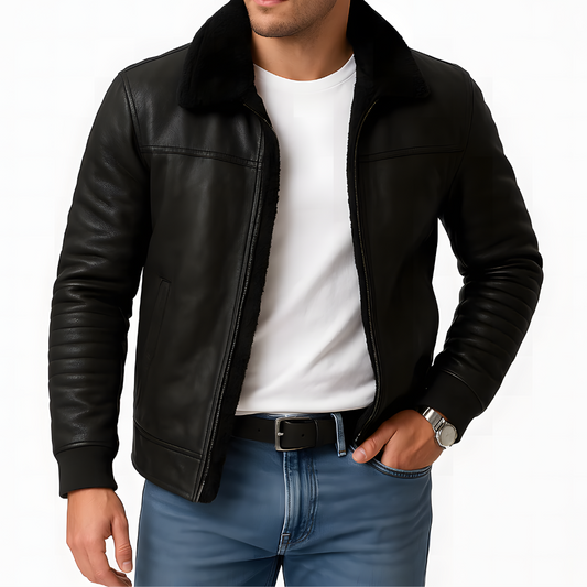 Warm Faux Shearling Bomber Jacket for Men