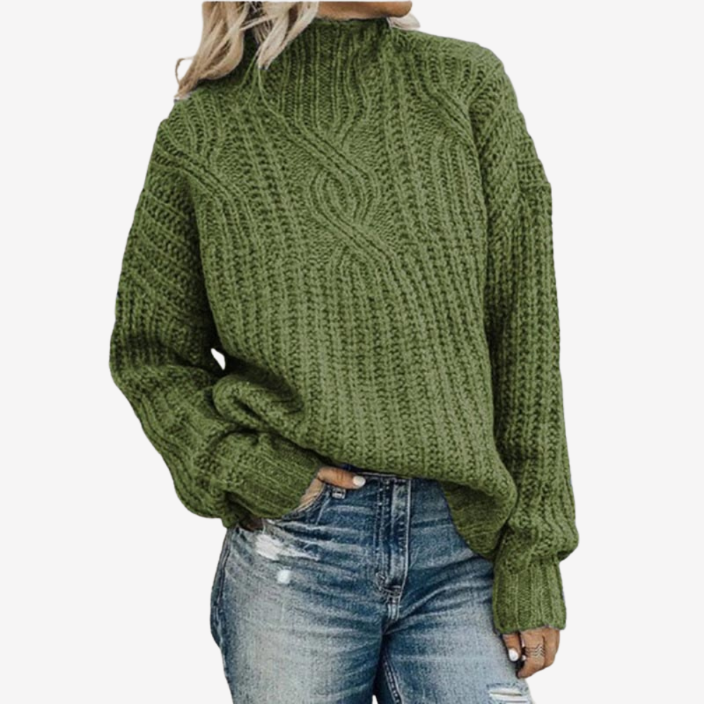 Cozy Chunky Knit Turtleneck Sweater for Women