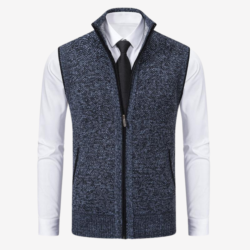 Wool Knit Zip Vest for Men