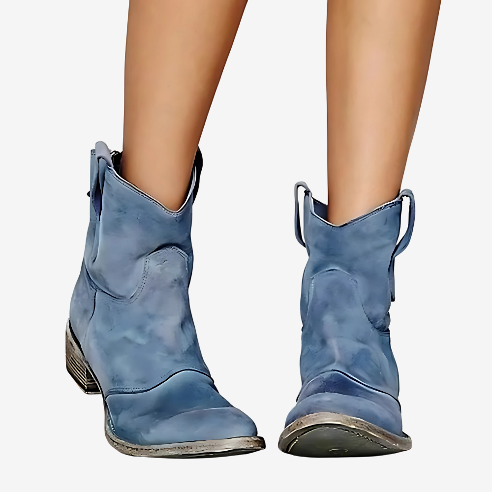 Suede Western Ankle Boots for Women