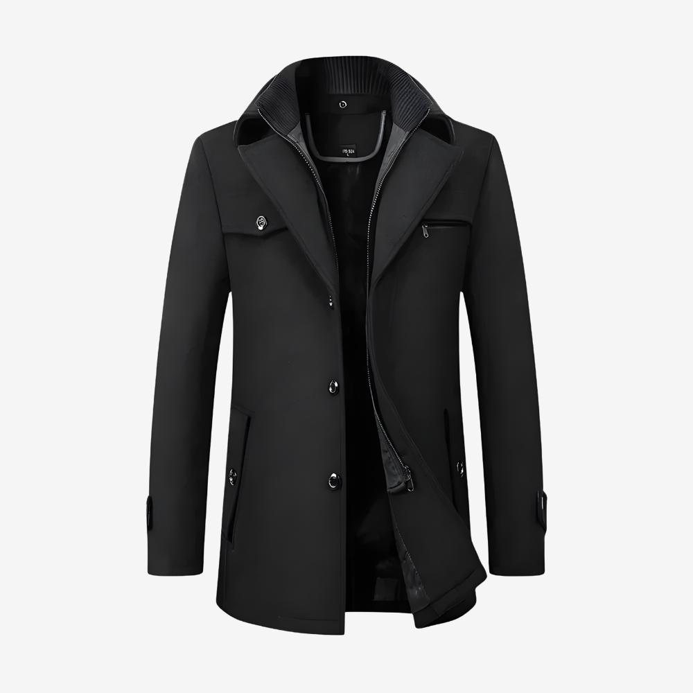 Slim Fit Wool Trench Coat for Men