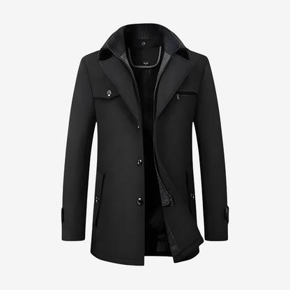Slim Fit Wool Trench Coat for Men