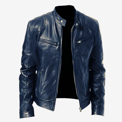 Trendy Slim Fit Leather Biker Jacket for Men