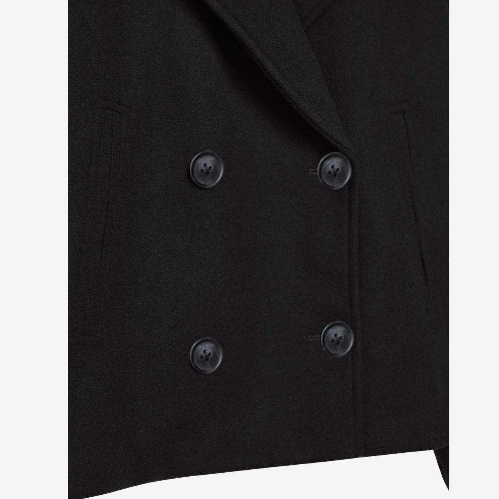 Chic Double-Breasted Cropped Wool Jacket for Women