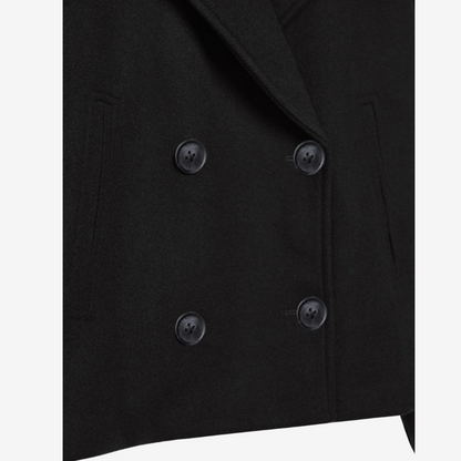Chic Double-Breasted Cropped Wool Jacket for Women