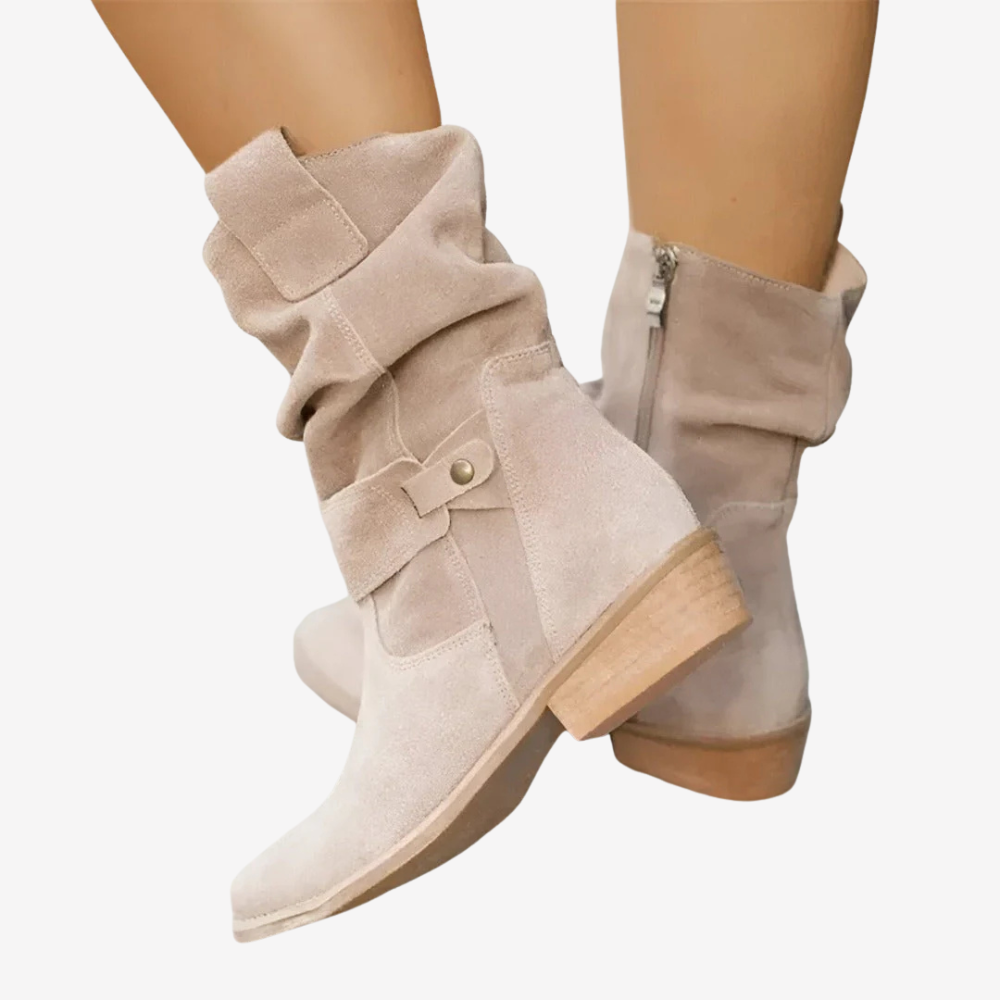 Suede Mid-Calf Slouch Boots for Women