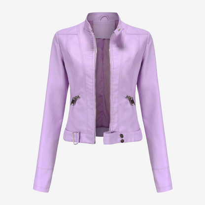 Chic Faux Leather Biker Jacket for Women