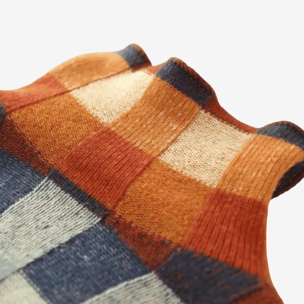 Cozy Plaid Turtleneck Knit Sweater for Women