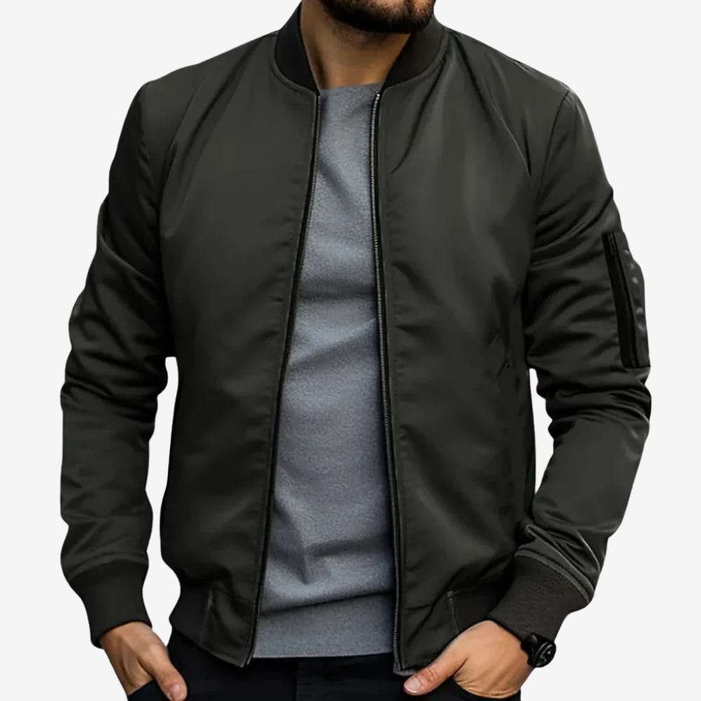 Sleek Satin Bomber Jacket for Men