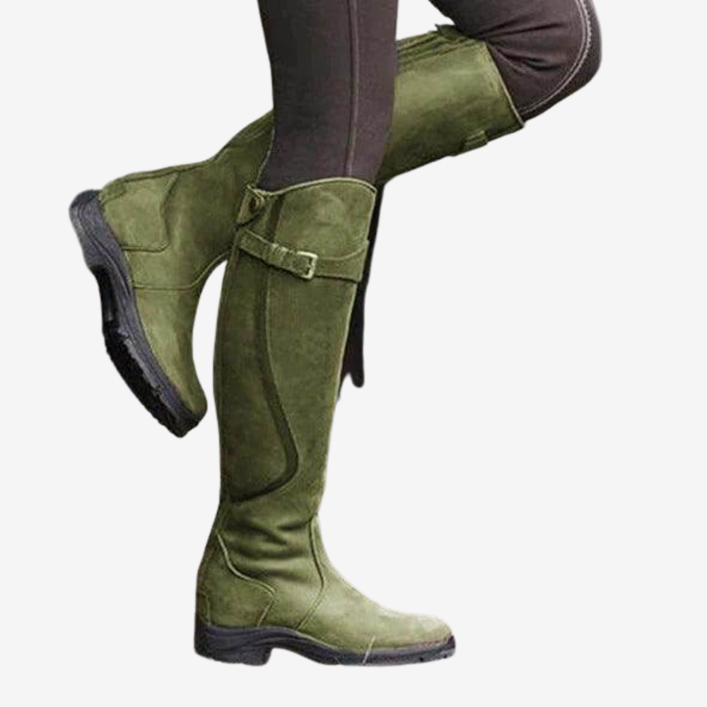 Vintage Suede Knee-High Riding Boots for Women