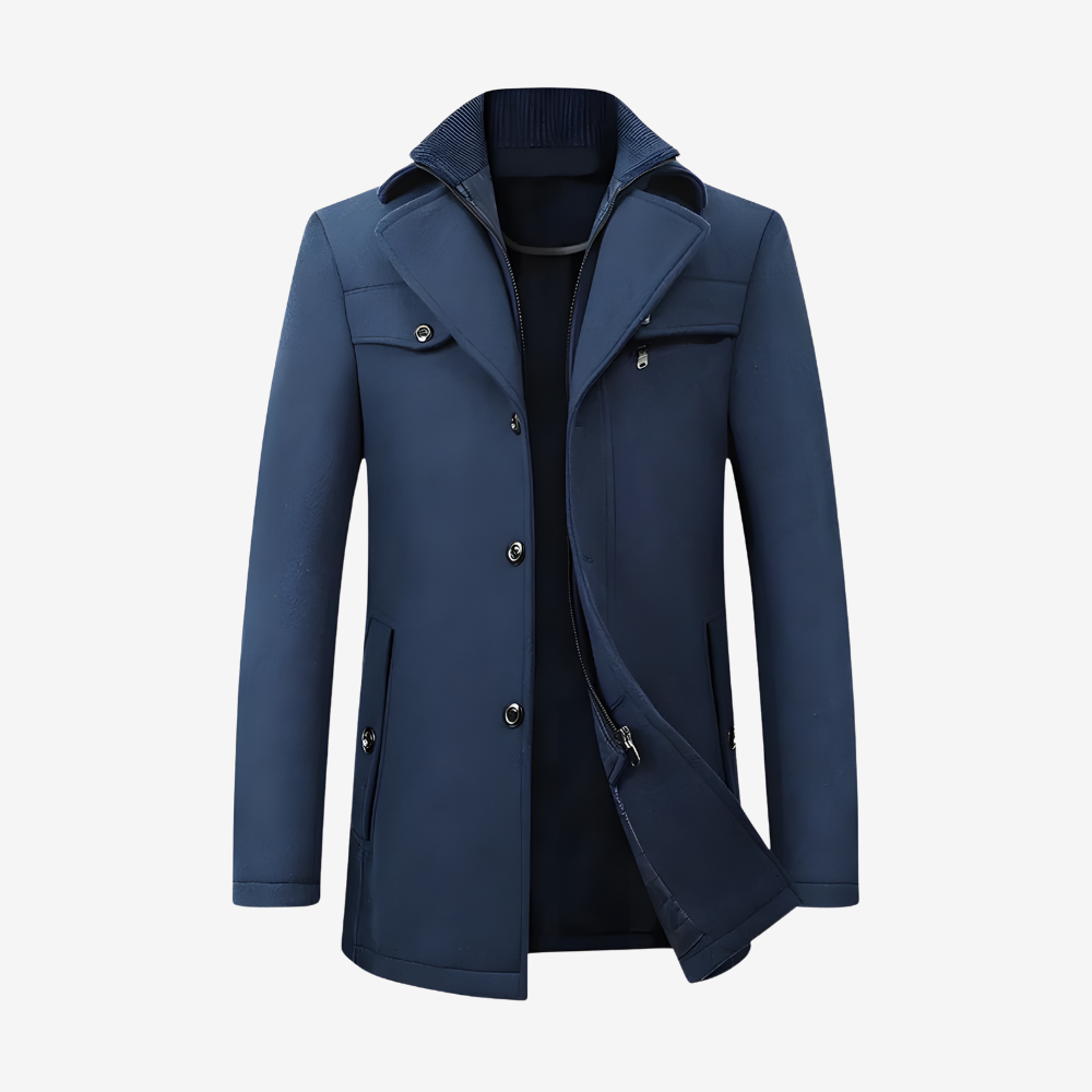 Slim Fit Wool Trench Coat for Men