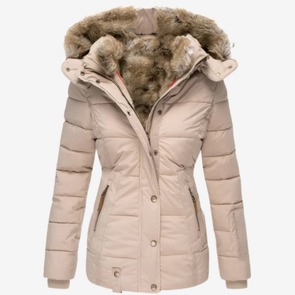 Warm Faux Fur Hooded Puffer Jacket for Women