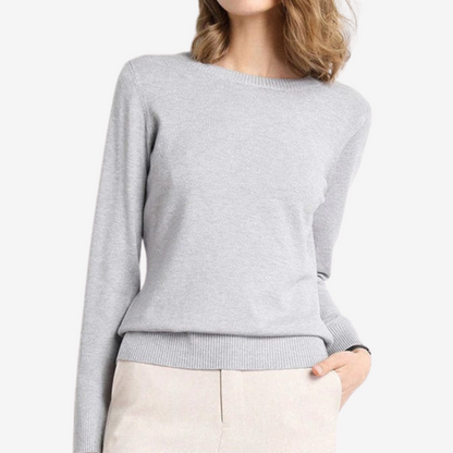 Chic Crewneck Knit Sweater for Women