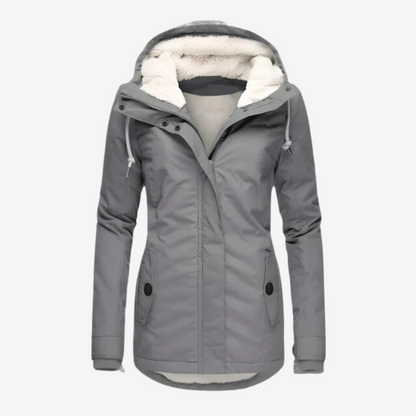 Warm Fleece-Lined Hooded Parka Coat for Women