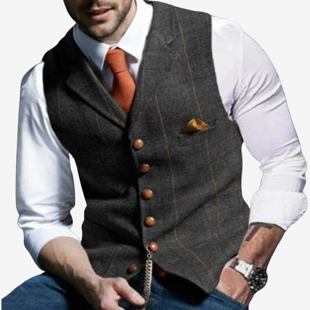 Classic Wool Blend Suit Vest for Men