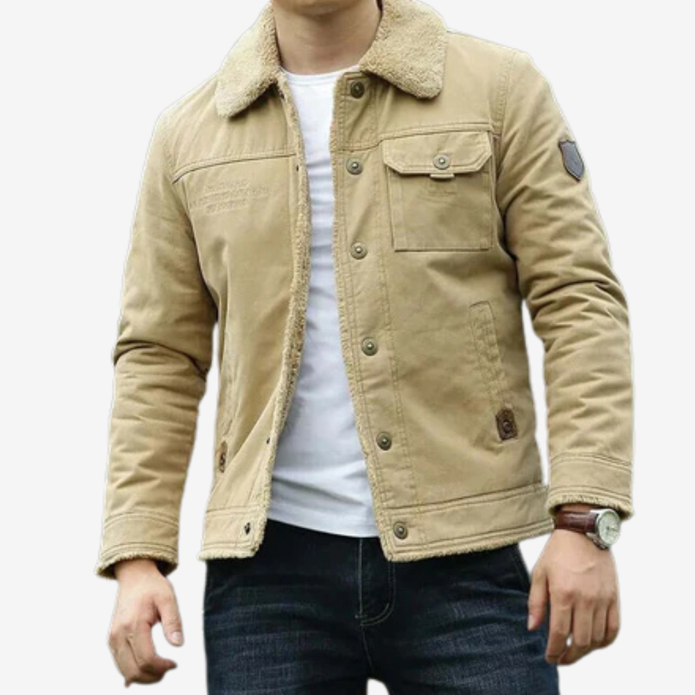 Warm Fleece Lined Denim Jacket for Men