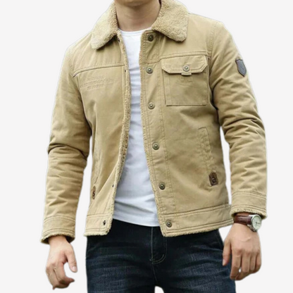 Warm Fleece Lined Denim Jacket for Men