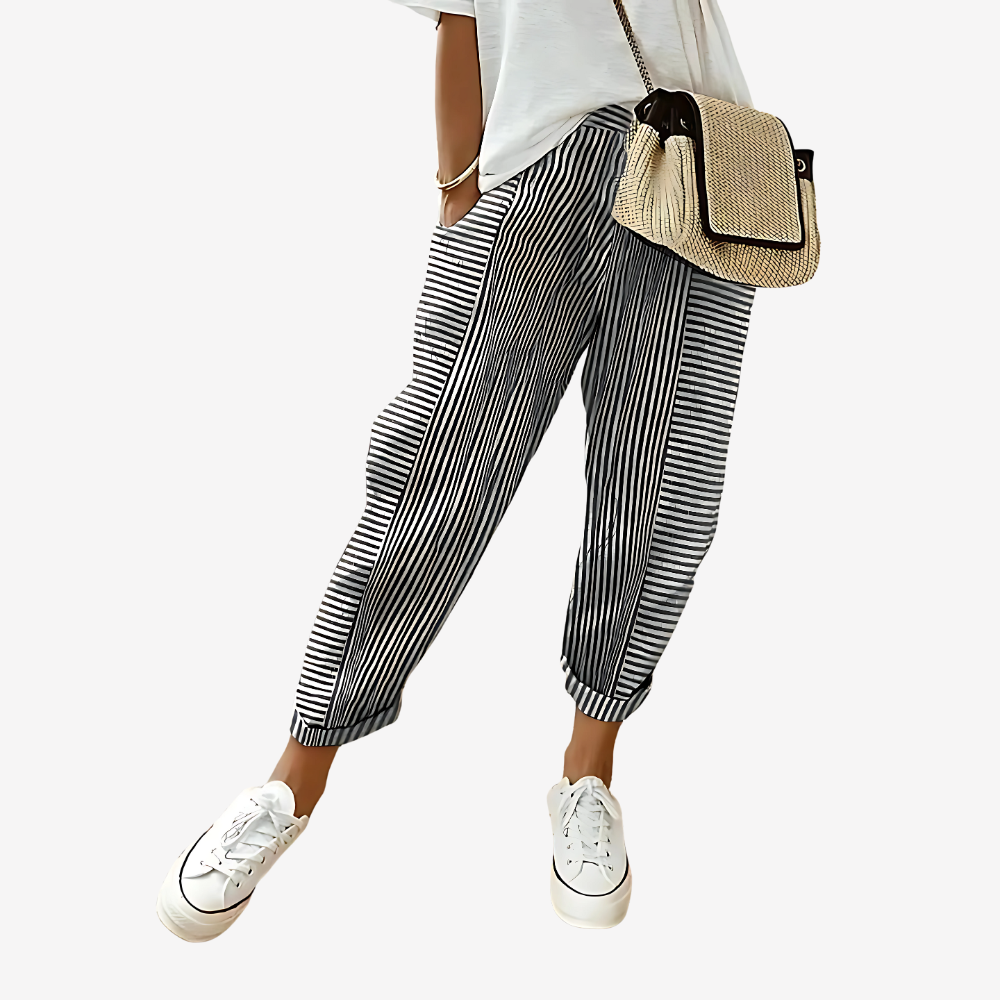 Relaxed Striped Casual Pants for Women