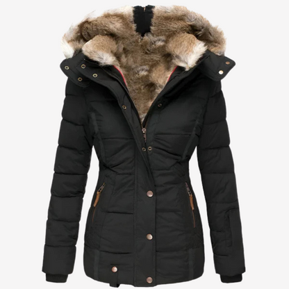 Warm Faux Fur Hooded Puffer Jacket for Women