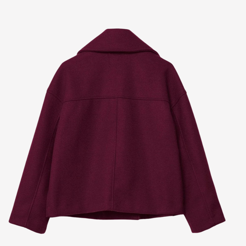 Chic Double-Breasted Cropped Wool Jacket for Women